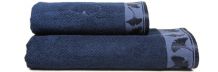 Ręczniki Bamboo Komplet 2 sztuk (50x100+70x140) Granatowe Listki