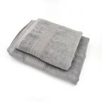 Komplet 2 Ręczników Frotte WIKTOR (70x140 + 50x100) JASNOSZARY