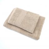 Komplet 2 Ręczników Frotte WIKTOR (70x140 + 50x100) BEŻOWY